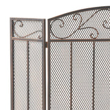 Cheswold Contemporary Black and Copper Three Panel Iron Fire Screen - Super Arbor