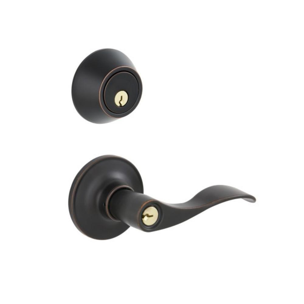 Satin Nickel Entry Single Cylinder Deadbolt and Millstreet Keyed Lever Combo Pack - Super Arbor