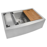 Apron-Front Stainless Steel 36 in. 16-Gauge Workstation Single Bowl Farmhouse Kitchen Sink - Super Arbor