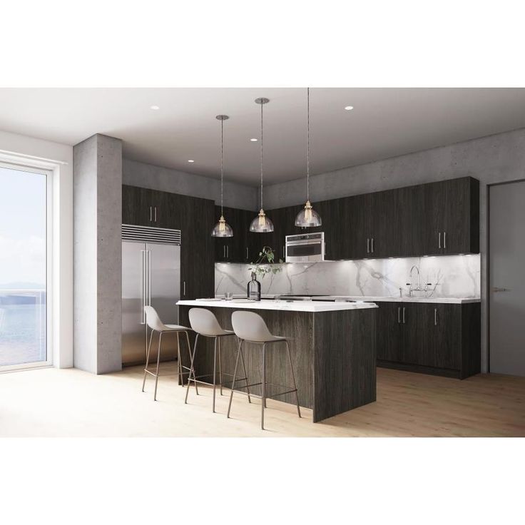 Cambridge 15-in W x 34.5-in H x 24-in D Carbon Marine Wood Engineered Wood Door Base Stock Cabinet