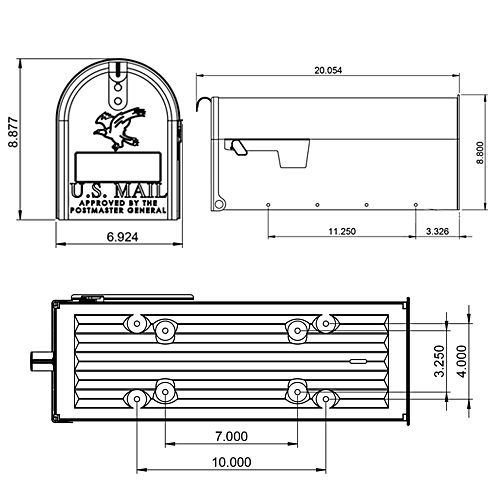 Gibraltar Mailboxe Elite Medium, Steel, Post Mount Mailbox, Black, E1100B00