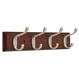 15.85 in. Bark and Satin Nickel Heavy-Duty Coat and Hat Hook Rack