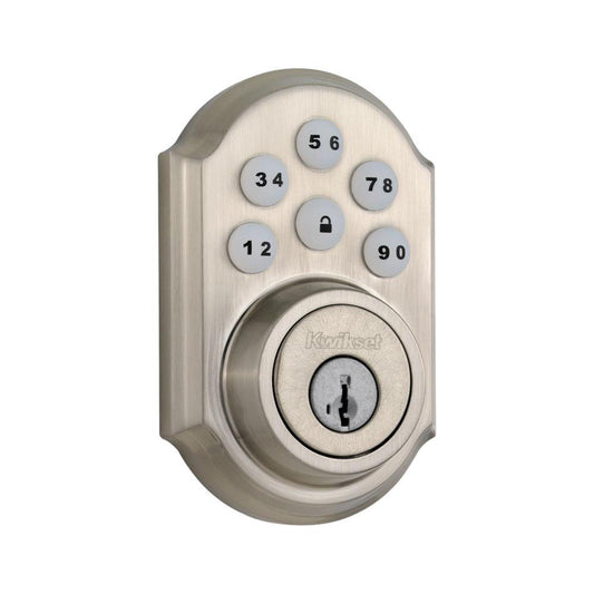 Z-Wave SmartCode 910 Satin Nickel Single Cylinder Electronic Deadbolt Featuring SmartKey Security - Super Arbor