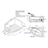 59 in. Acrylic Left Drain Corner Apron Front Whirlpool Bathtub in White - Super Arbor