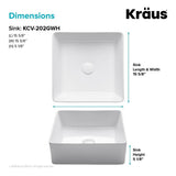 Viva 15-5/8 in. Square Porcelain Ceramic Vessel Sink in White - Super Arbor