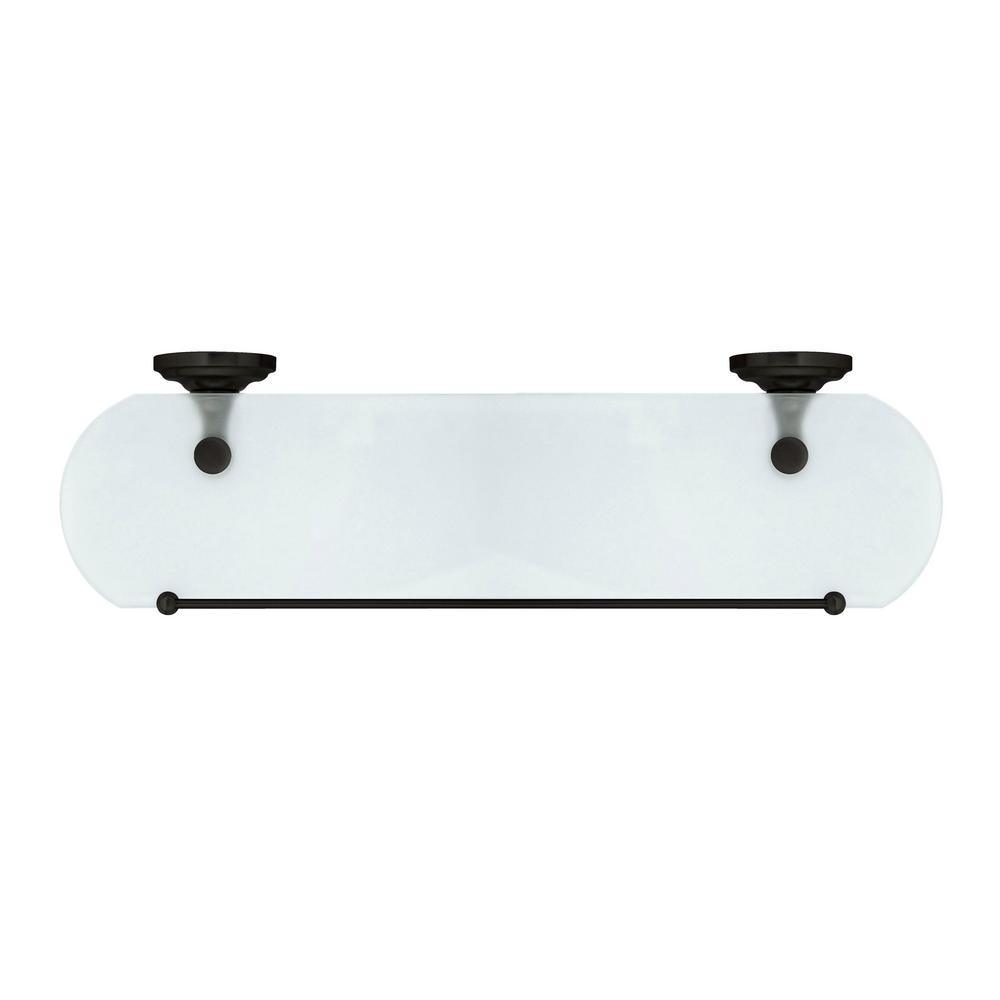 Viola 20 in. Frosted Glass Shelf with Rail in Rubbed Bronze - Super Arbor