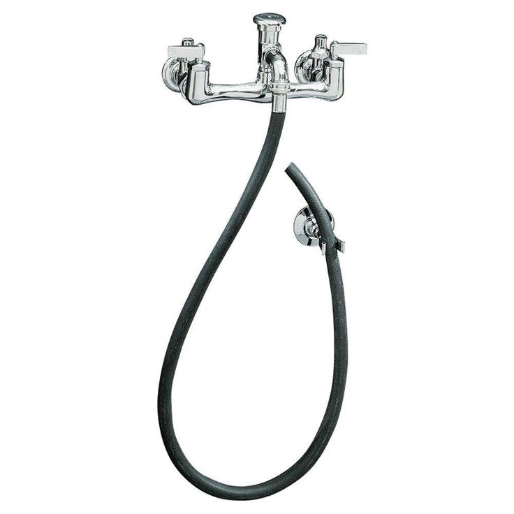 Wall-Mount 2-Handle Low-Arc Service Sink Faucet in Polished Chrome