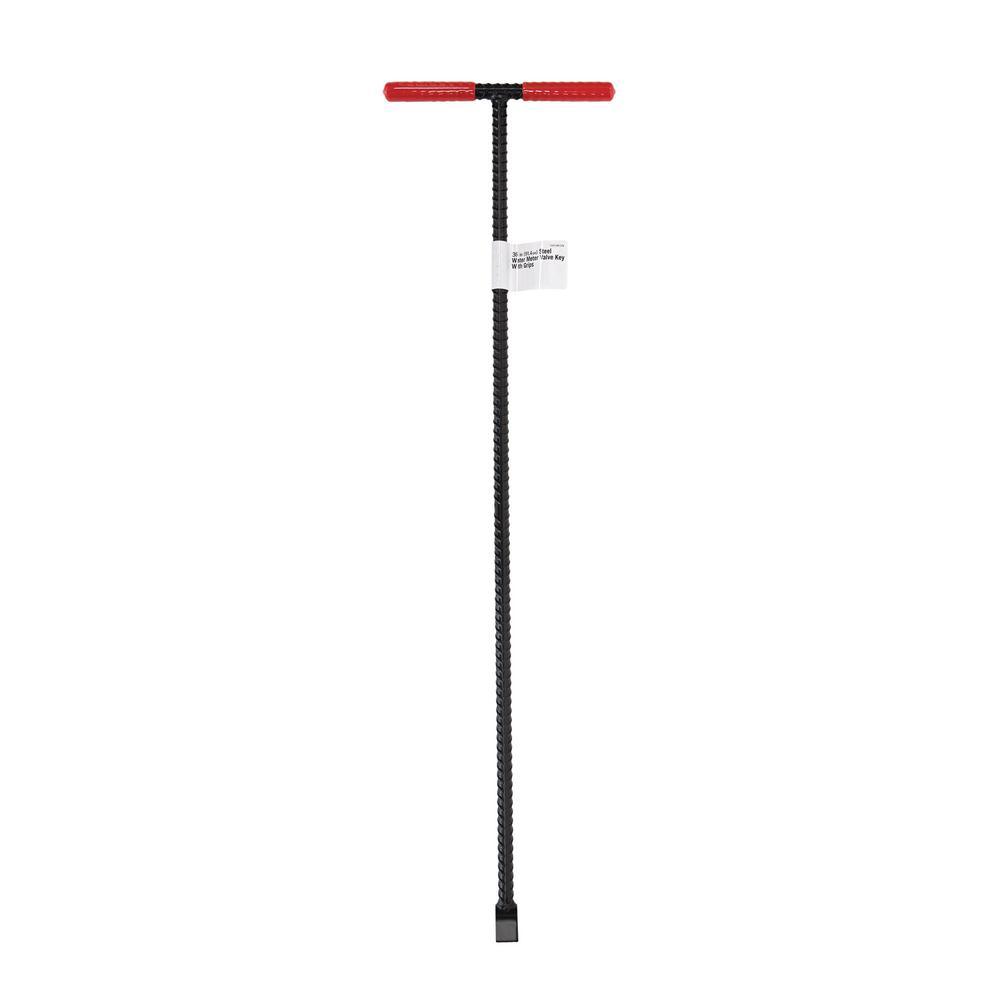 36 in. Solid Steel Water Meter Valve Key with Grips - Super Arbor