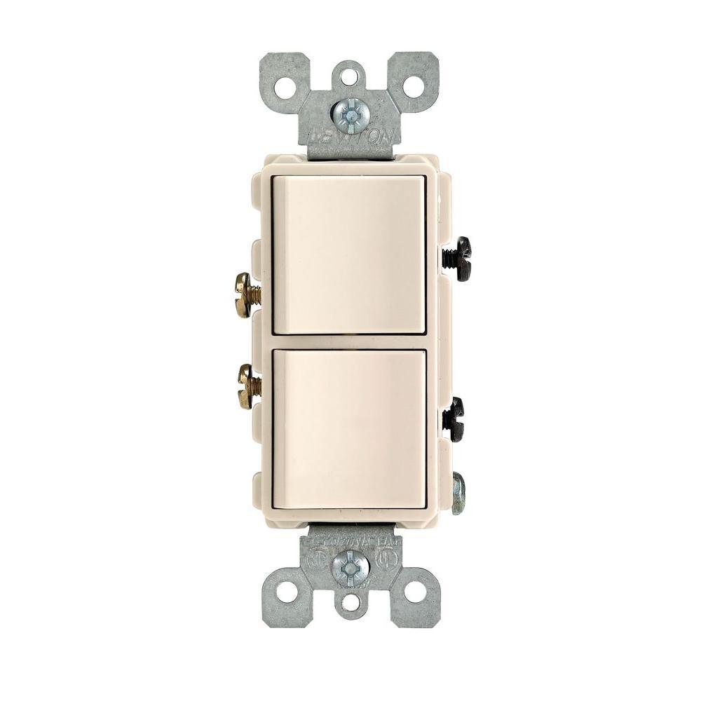 Decora 15 Amp Single Pole Dual Switch, White - Super Arbor