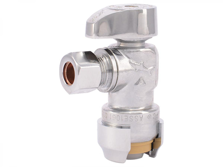 SharkBite Brass 1/2-in Push-to-Connect x 3/8-in OD Compression Quarter Turn Angle Valve