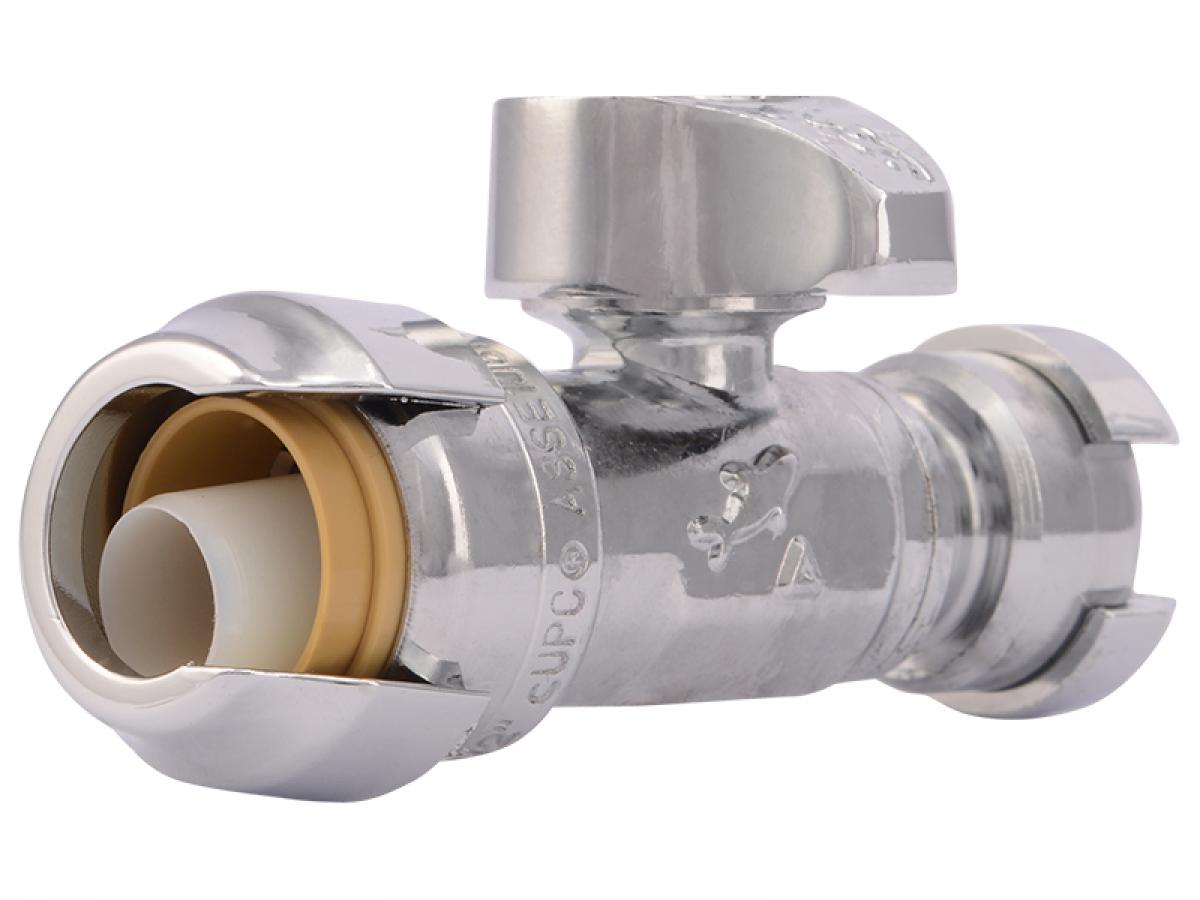 SharkBite Brass 1/2-in Push-to-Connect x 3/8-in OD Compression Quarter Turn Straight Valve