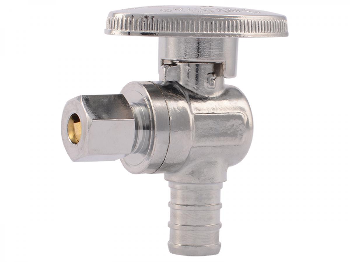 SharkBite Brass 1/2-in PEX Barb x 1/4-in OD Compression Quarter Turn Angle Valve
