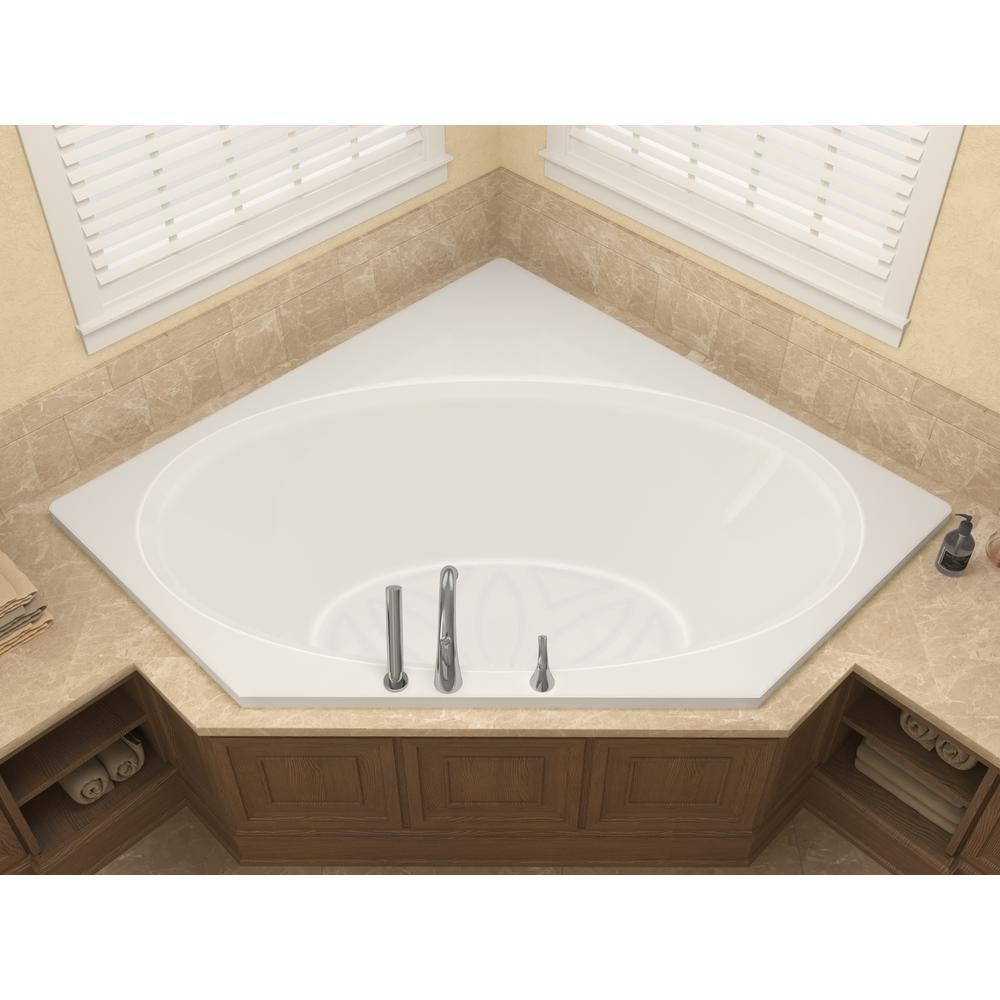 Mali 5 ft. Acrylic Center Drain Corner Drop-in Non-Whirlpool Bathtub in White - Super Arbor