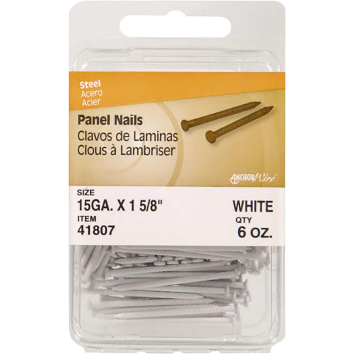 Hillman 1-5/8 in. Panel Steel Nails, Flat Head, White, 6 oz
