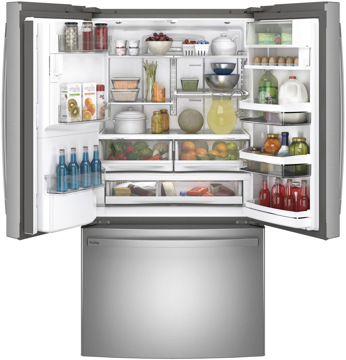 GE Profile 22.1 cu. ft. Counter-Depth French Door Refrigerator with Hands-Free AutoFill, Fingerprint Resistant Stainless Steel