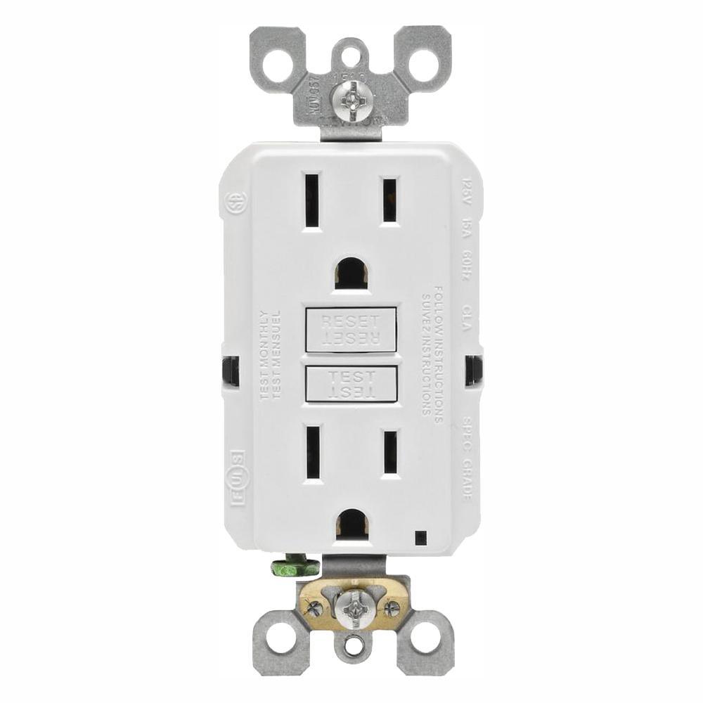 15 Amp 125-Volt Duplex Self-Test Slim GFCI Outlet, White (4-Pack) - Super Arbor