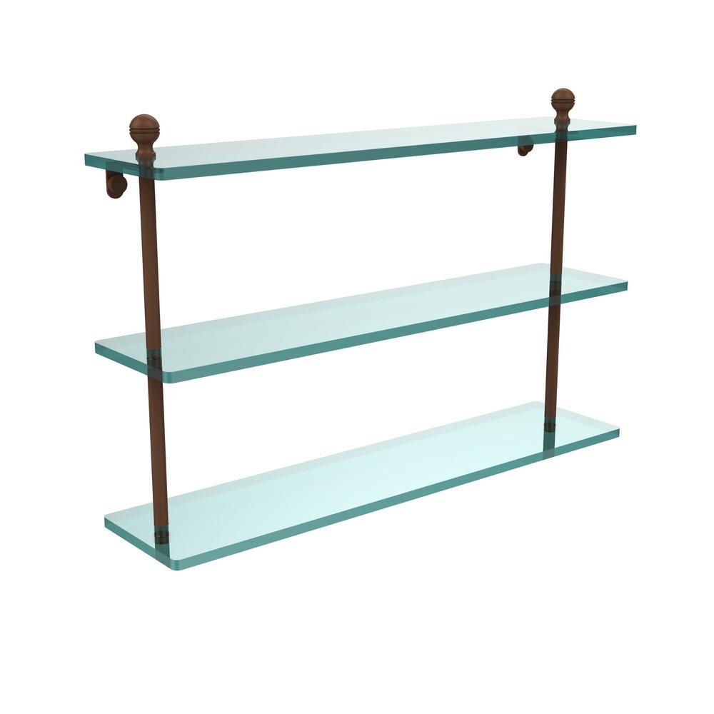 Mambo 22 in. L  x 15 in. H  x 5 in. W 3-Tier Clear Glass Bathroom Shelf in Antique Copper - Super Arbor