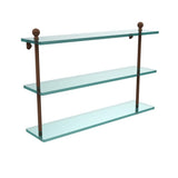 Mambo 22 in. L  x 15 in. H  x 5 in. W 3-Tier Clear Glass Bathroom Shelf in Antique Copper - Super Arbor