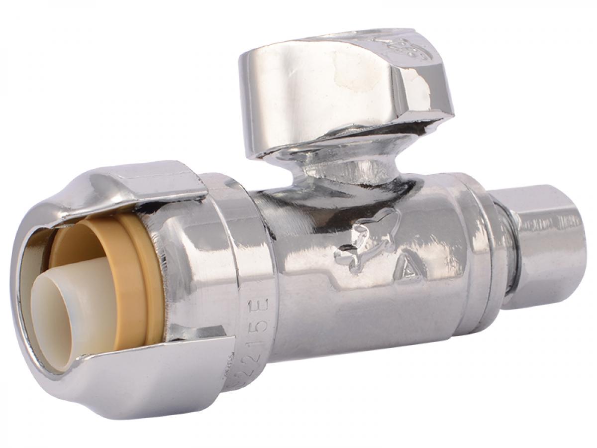 SharkBite Brass 1/2-in Push-to-Connect x 3/8-in OD Compression Quarter Turn Straight Valve