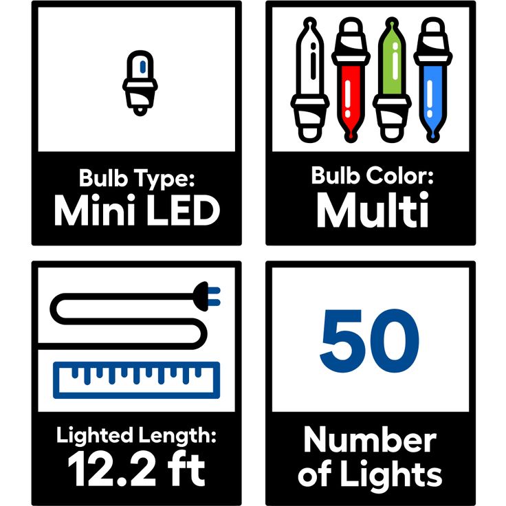 GE StayBright 50-Count 12.2-ft Multicolor LED Plug-In Christmas String Lights