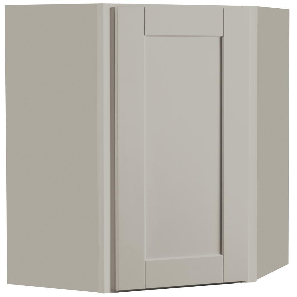 Shaker Assembled 24x30x12 in. Diagonal Corner Wall Kitchen Cabinet in Satin White
