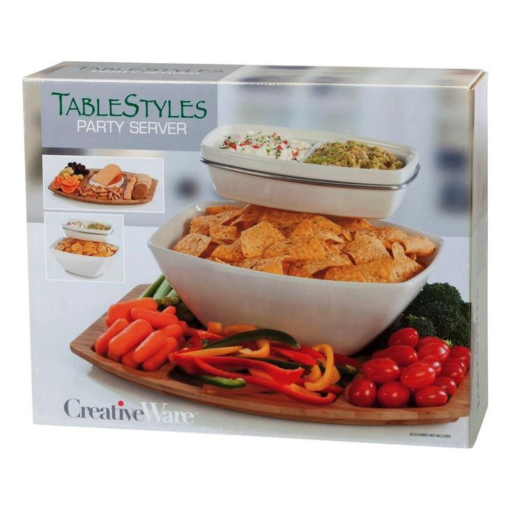 Creative Ware 'TableStyles' Bamboo/Ceramic Chip 'n Dip Party Server Set
