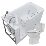52.8 in. Walk-In Whirlpool Bathtub in White with 1.28 GPF Single Flush Toilet - Super Arbor