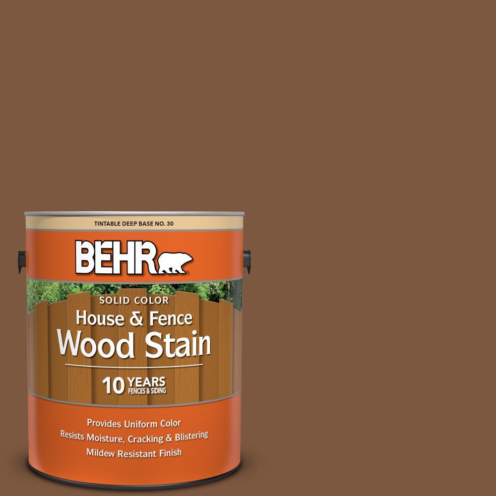 BEHR 5 gal. #SC-110 Chestnut Solid Color House and Fence Exterior Wood Stain - Super Arbor