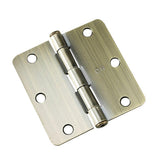 (2-Pack) 3-1/2 in. x 3-1/2 in. Brushed Nickel Full Mortise Butt Hinge with 1/4 in. Radius - Super Arbor