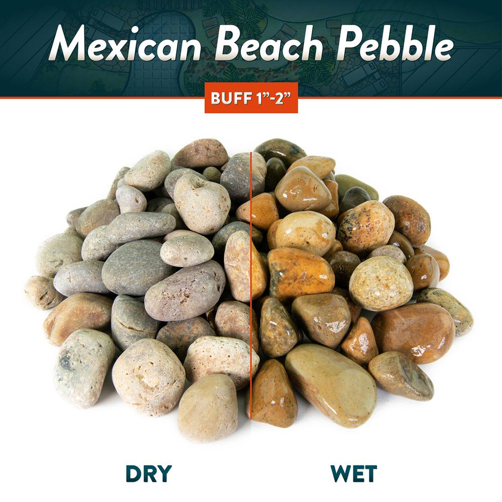 Southwest Boulder & Stone 21.6 cu. ft., 3 in. to 5 in. 2000 lbs. Buff Mexican Beach Pebble Smooth Round Rock for Garden and Landscape Design - Super Arbor