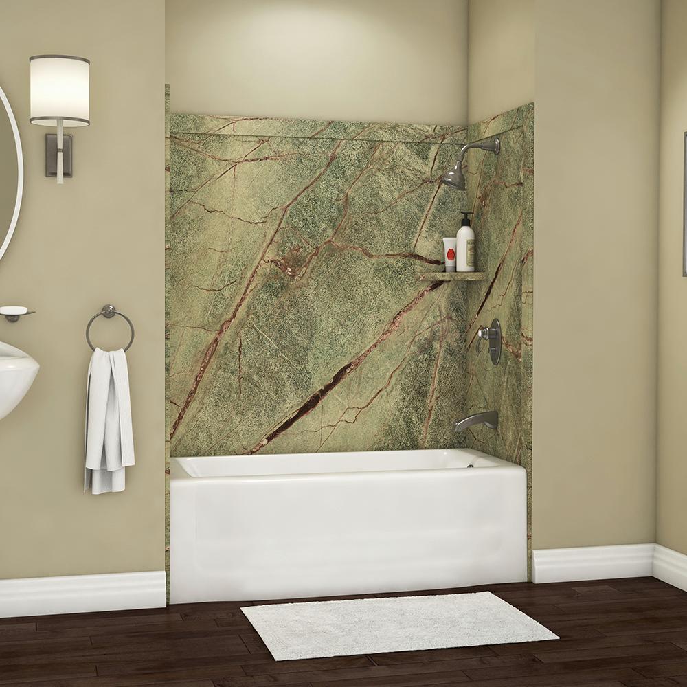 Elite 32 in. x 60 in. x 60 in. 9-Piece Easy Up Adhesive Tub Surround in Calypso - Super Arbor