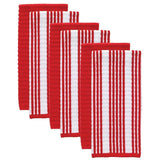 T-Fal Red Solid and Stripe Cotton Waffle Terry Kitchen Dish Towel (Set of 6)