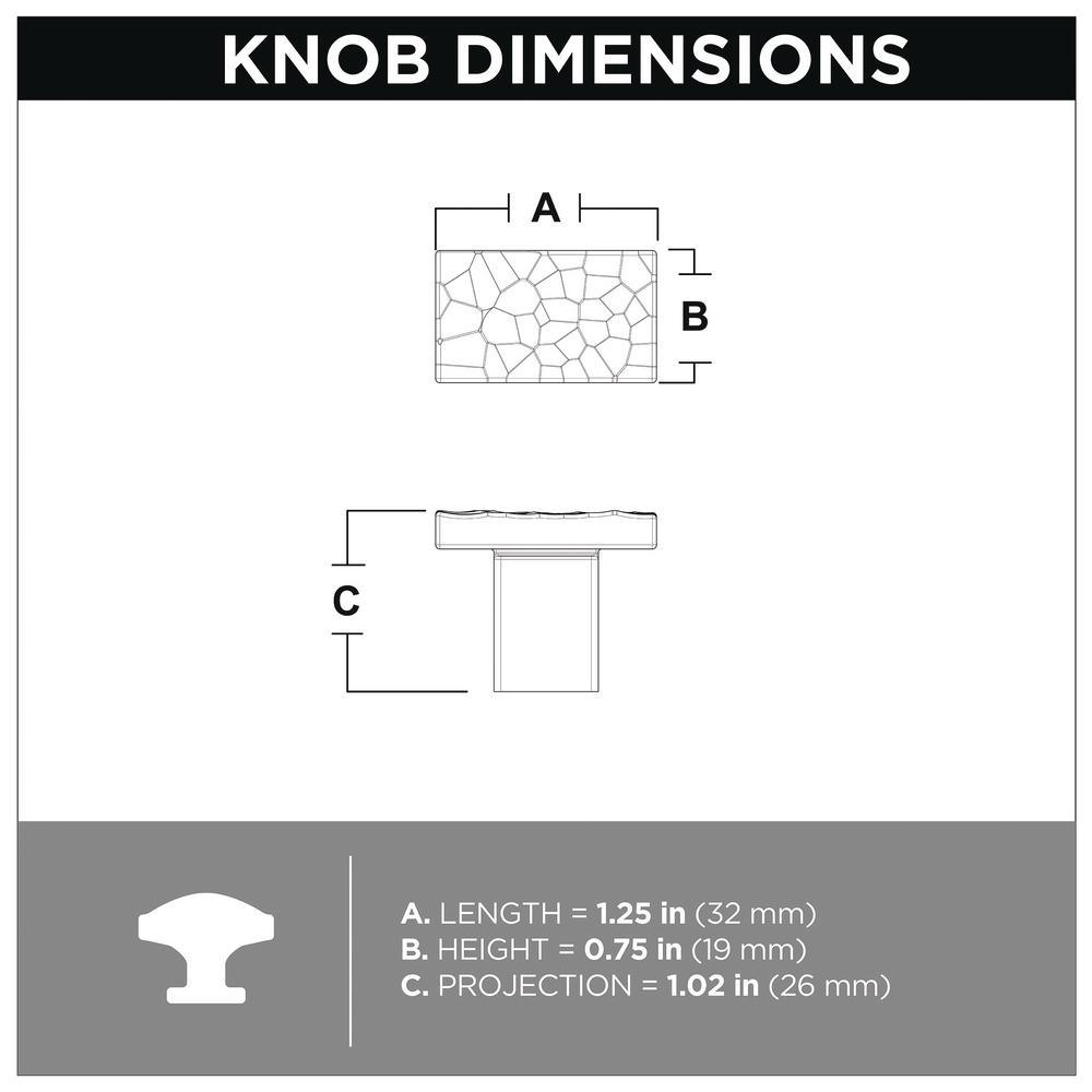 Modern Hammered 1-1/4 in. (32mm) Polished Nickel Cabinet Knob - Super Arbor