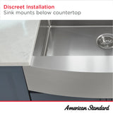 American Standard Danville 31-in x 20-in Stainless Steel Double Offset Bowl Undermount Residential Kitchen Sink