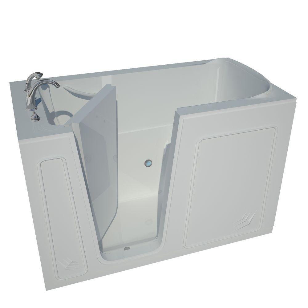 NOVA Heated Rampart 5 ft. Walk-in Non-Whirlpool Bathtub with 6 in. Tile Easy Up Adhesive Wall Surround in White - Super Arbor
