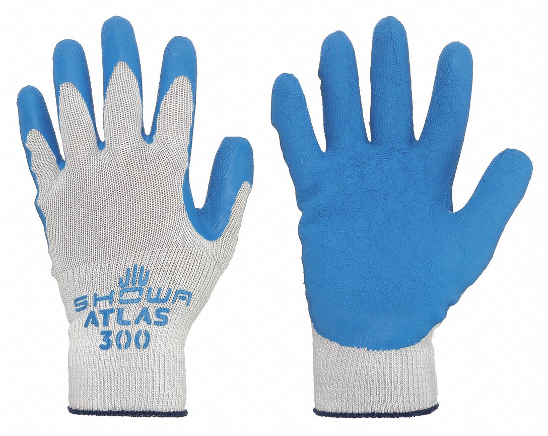 SHOWA Atlas Fit 300 Coated Latex Gloves, XL, Rough Palm Dipped