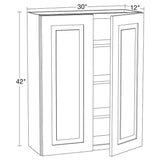 Home Decorators Collection Grayson 30 in. W x 12 in. D x 42 in. H Assembled Plywood Wall Kitchen Cabinet in Pearl Gray with Soft Close