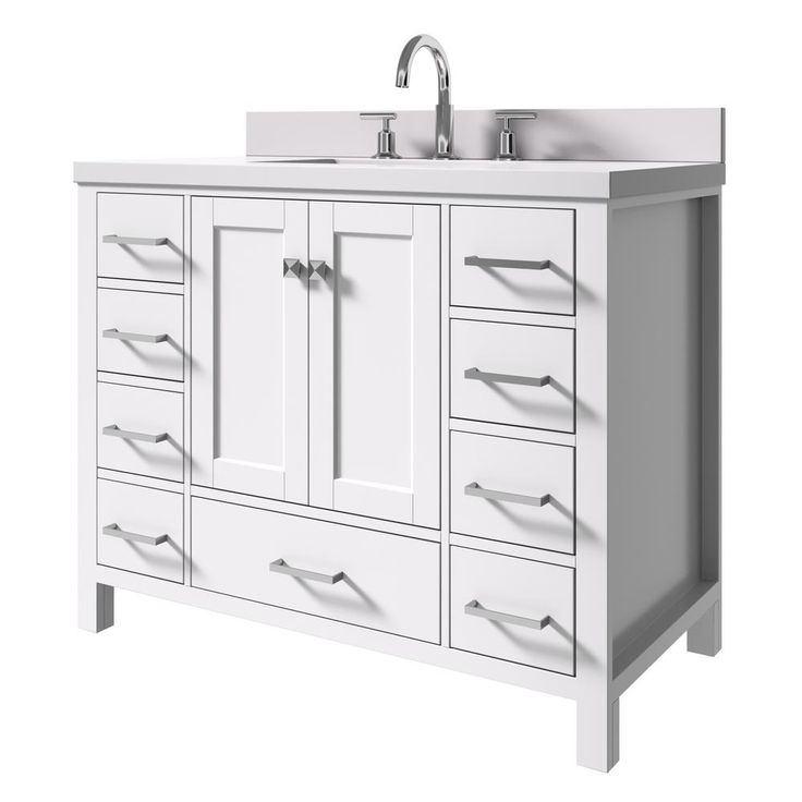 Cambridge 43 in. W x 22 in. D x 35 in. H Vanity in White with Quartz Vanity Top in White with Basin