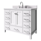 Cambridge 43 in. W x 22 in. D x 35 in. H Vanity in White with Quartz Vanity Top in White with Basin