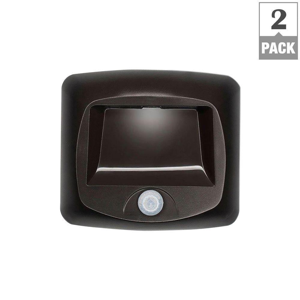 Outdoor 35 Lumen Battery Powered Motion Activated Integrated LED Step/Deck/Stair Light, Brown (2-Pack) - Super Arbor