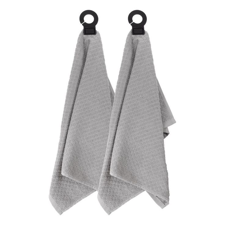 Hook and Hang Gray Woven Cotton Kitchen Towel (Set of 2)
