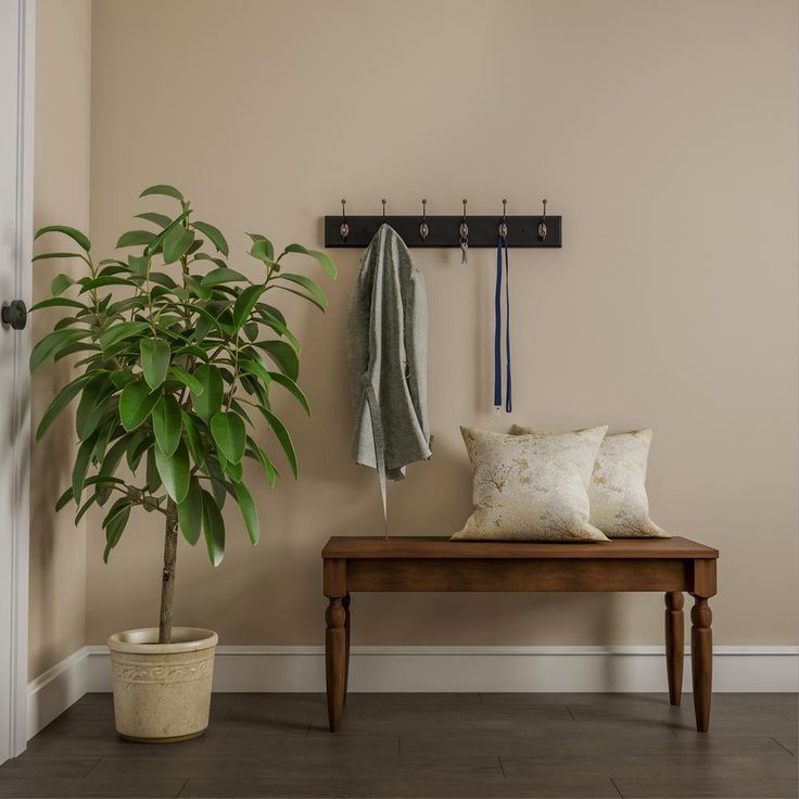27 in. L Black Rail-Mounted Wall Hook Hanging Rack with 6 Hooks