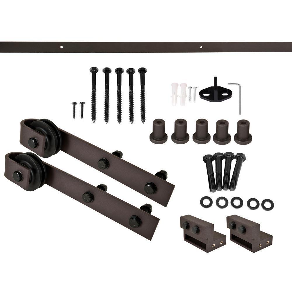 K Series 42 in. x 84 in. Gray Knotty Pine Wood Interior Sliding Barn Door with Hardware Kit - Super Arbor