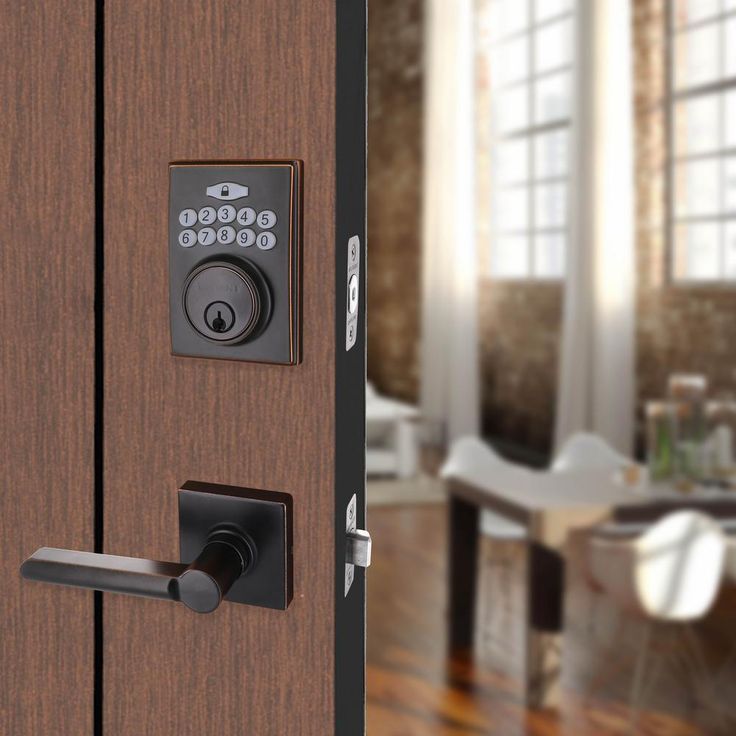 Square Aged Bronze Electronic Keypad Single Cylinder Deadbolt with Tonbridge Hall and Closet Door Lever Combo Pack