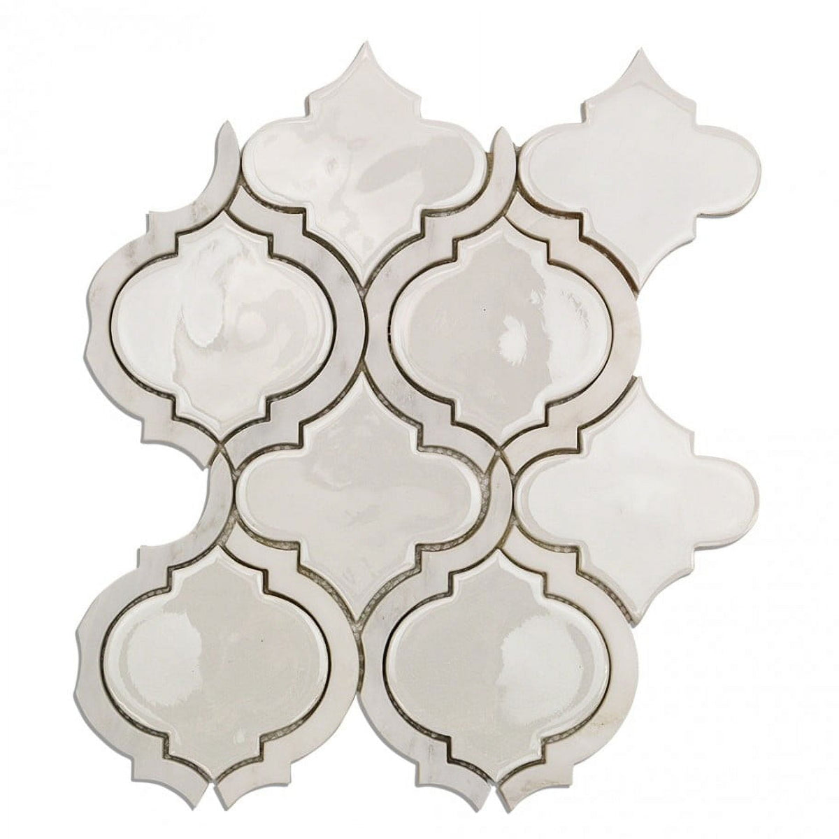 Divine Arabesque Glacier White 10 in. x 12 in. Glazed Ceramic Mosaic Tile (0.80 Sq. Ft. / Sheet)