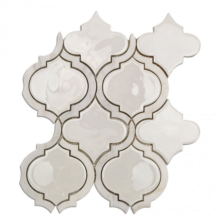 Divine Arabesque Glacier White 10 in. x 12 in. Glazed Ceramic Mosaic Tile (0.80 Sq. Ft. / Sheet)