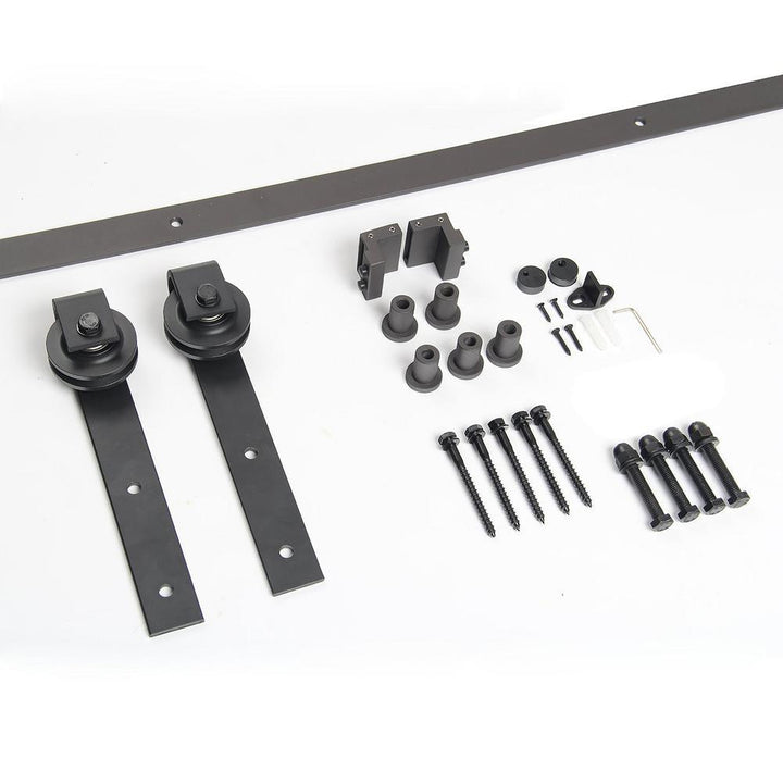 72 in. Oil Rubbed Bronze J-Hook Strap Sliding Barn Door Hardware with Floor T-Guide - Super Arbor