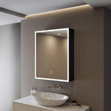 HBEZON Flora 24 in. W x 30 in. H Rectangular Aluminum LED Dimmable Medicine Cabinet with Mirror, Interior Lighting, Left Hinge