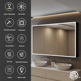 HBEZON Flora 24 in. W x 30 in. H Rectangular Aluminum LED Dimmable Medicine Cabinet with Mirror, Interior Lighting, Left Hinge