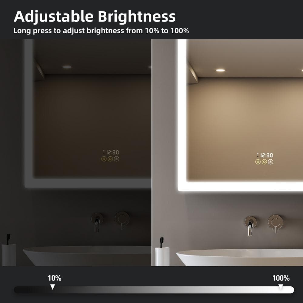HBEZON Flora 24 in. W x 30 in. H Rectangular Aluminum LED Dimmable Medicine Cabinet with Mirror, Interior Lighting, Left Hinge
